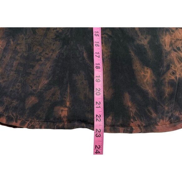 TOOFAN Women Blouse Pintuck Tie Dye Swirl Pattern Sz S Black Cooper 13-1 - Picture 7 of 9